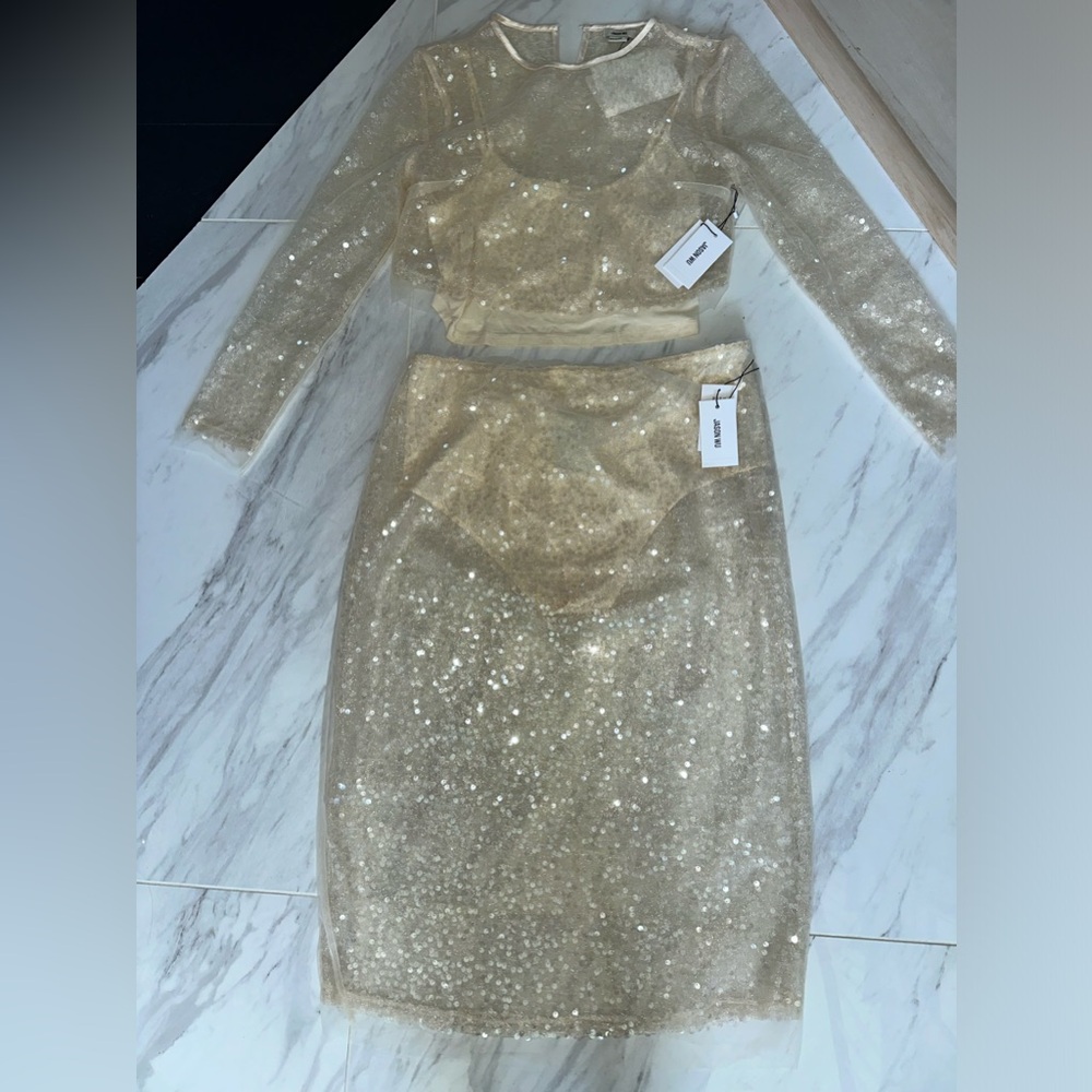 Beautiful Jason Wu Skirt and Top Set. Cream colored sequin. Brand new. Bride.